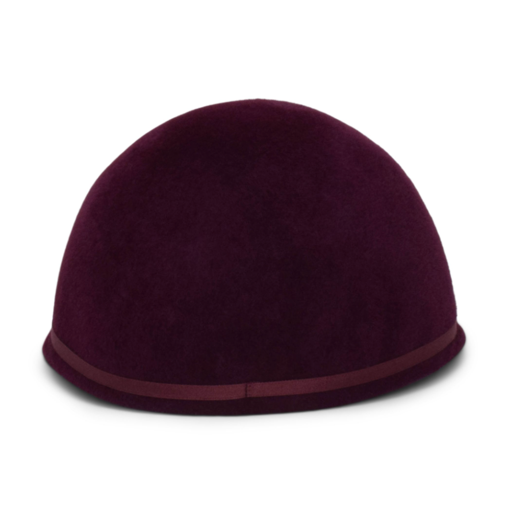Purple hat with a band on a white background
