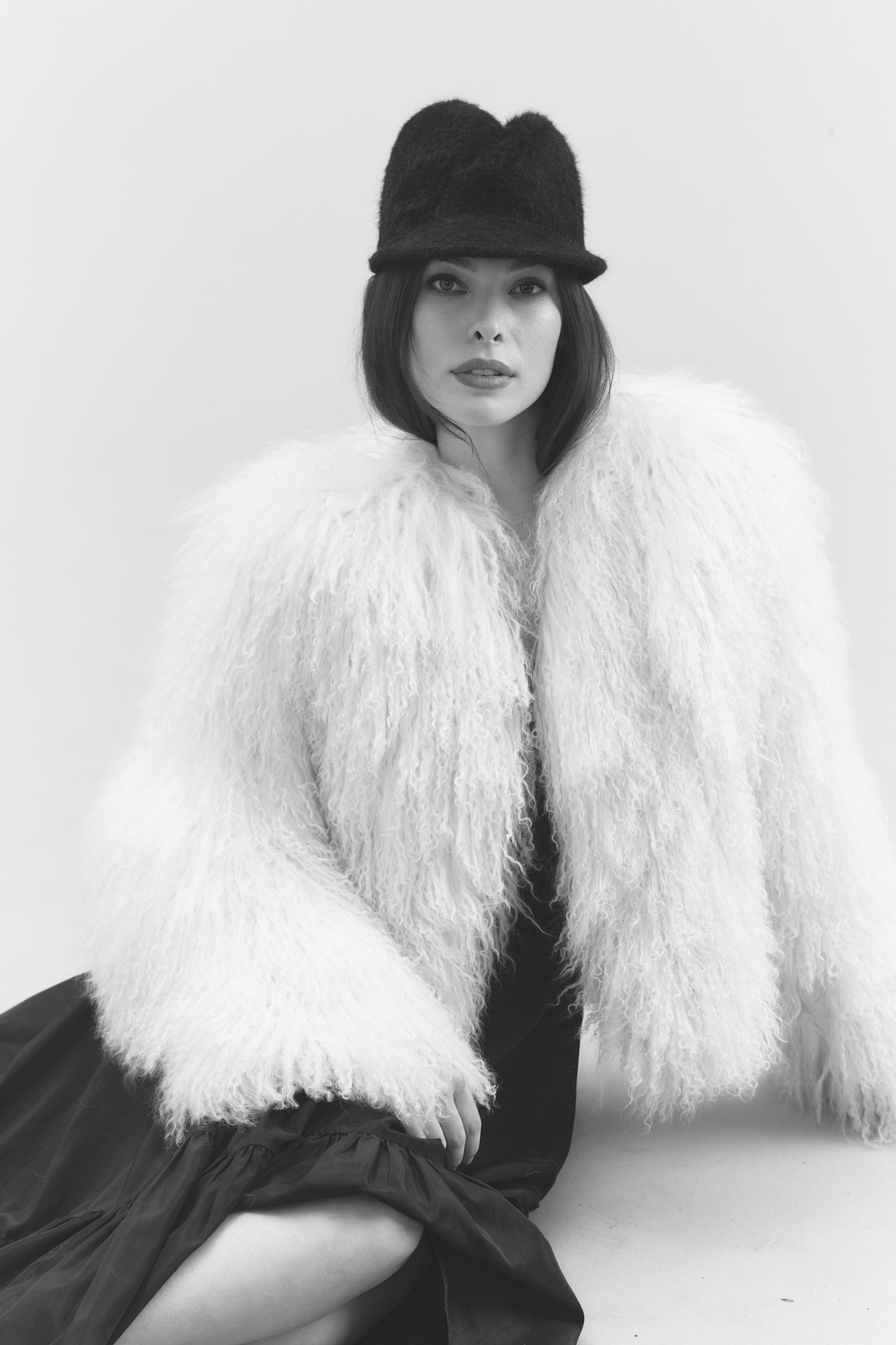 Wool felt cap on model