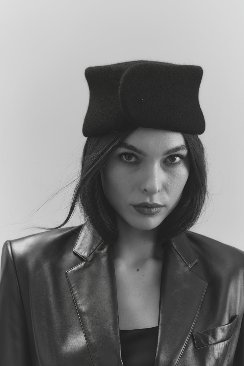 Wool pillbox felt hat