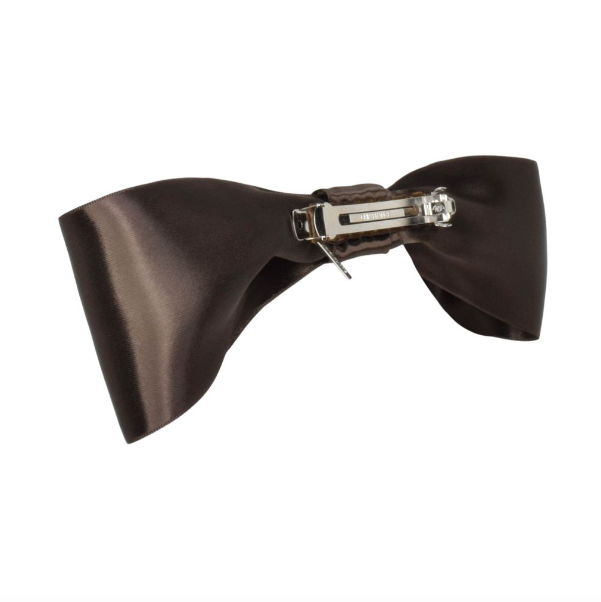 Brown bow hair clip on a white background
