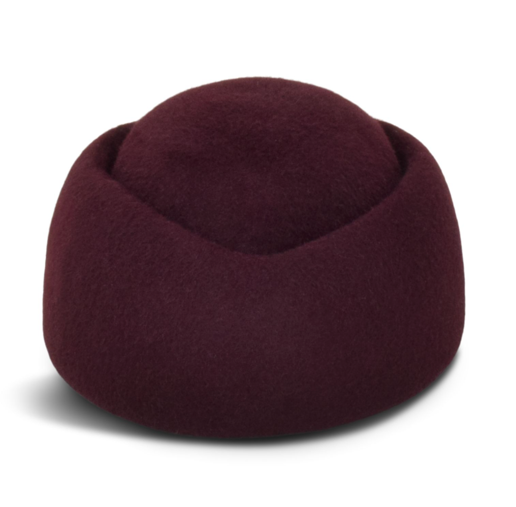 Maroon bean hat on a white background