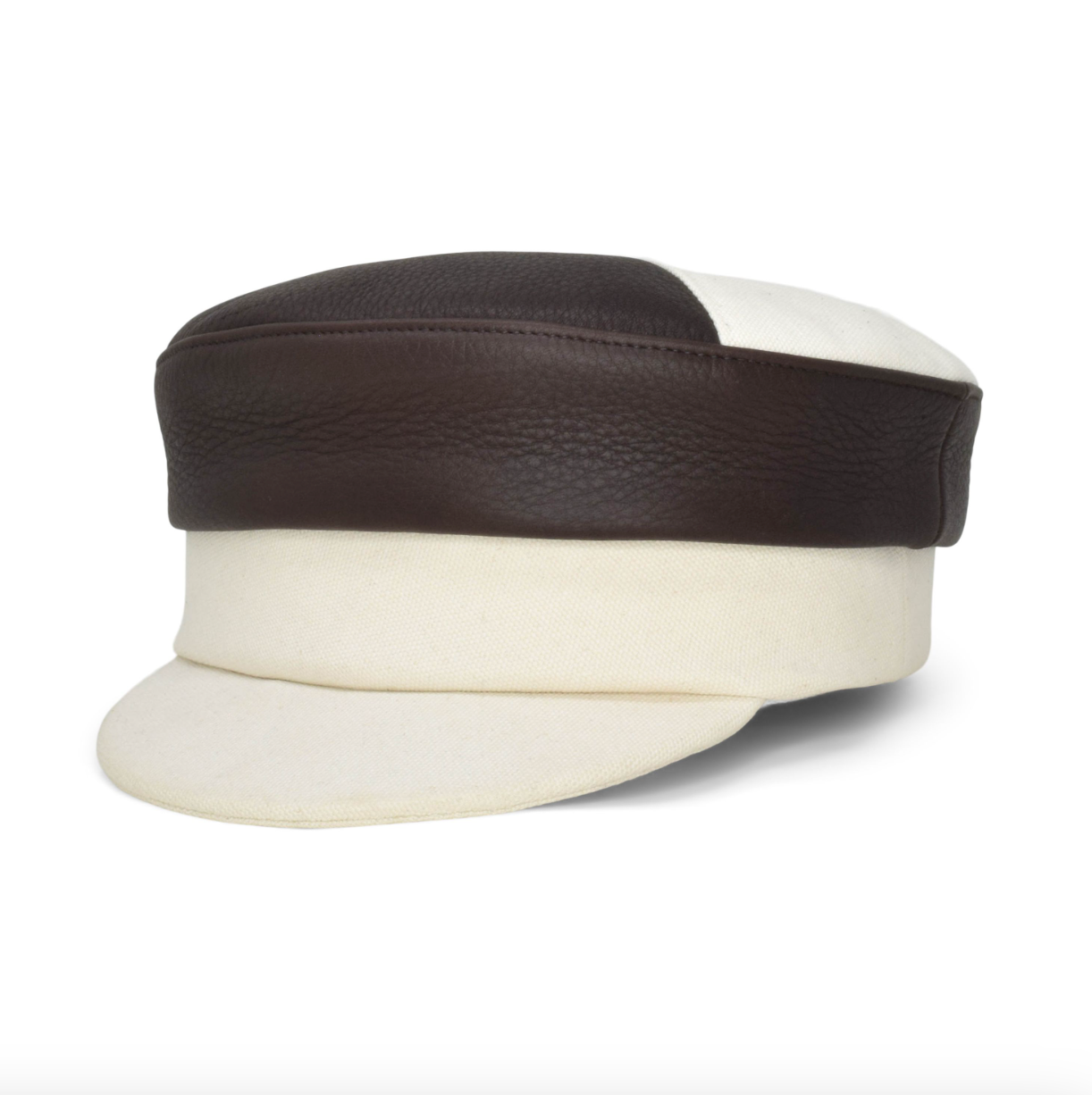 Womens leather structured brim cap