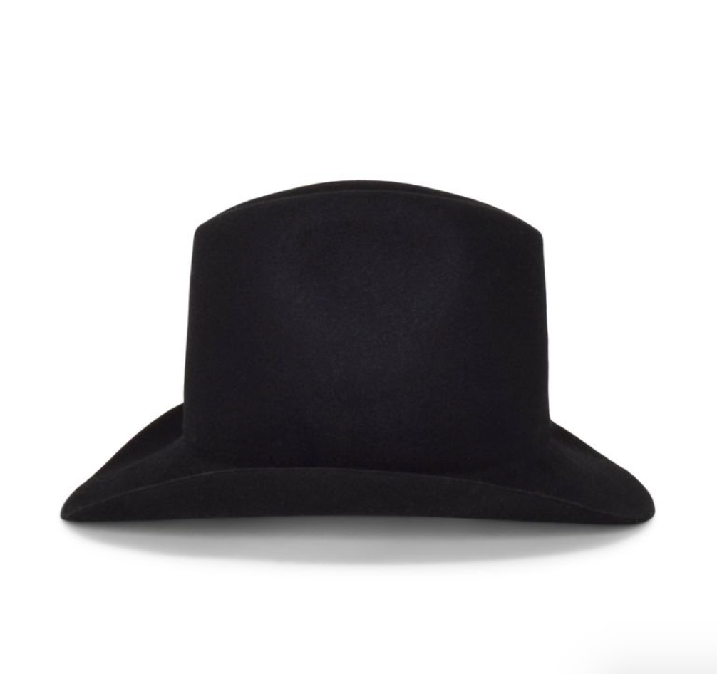 Black fedora hat on a white background