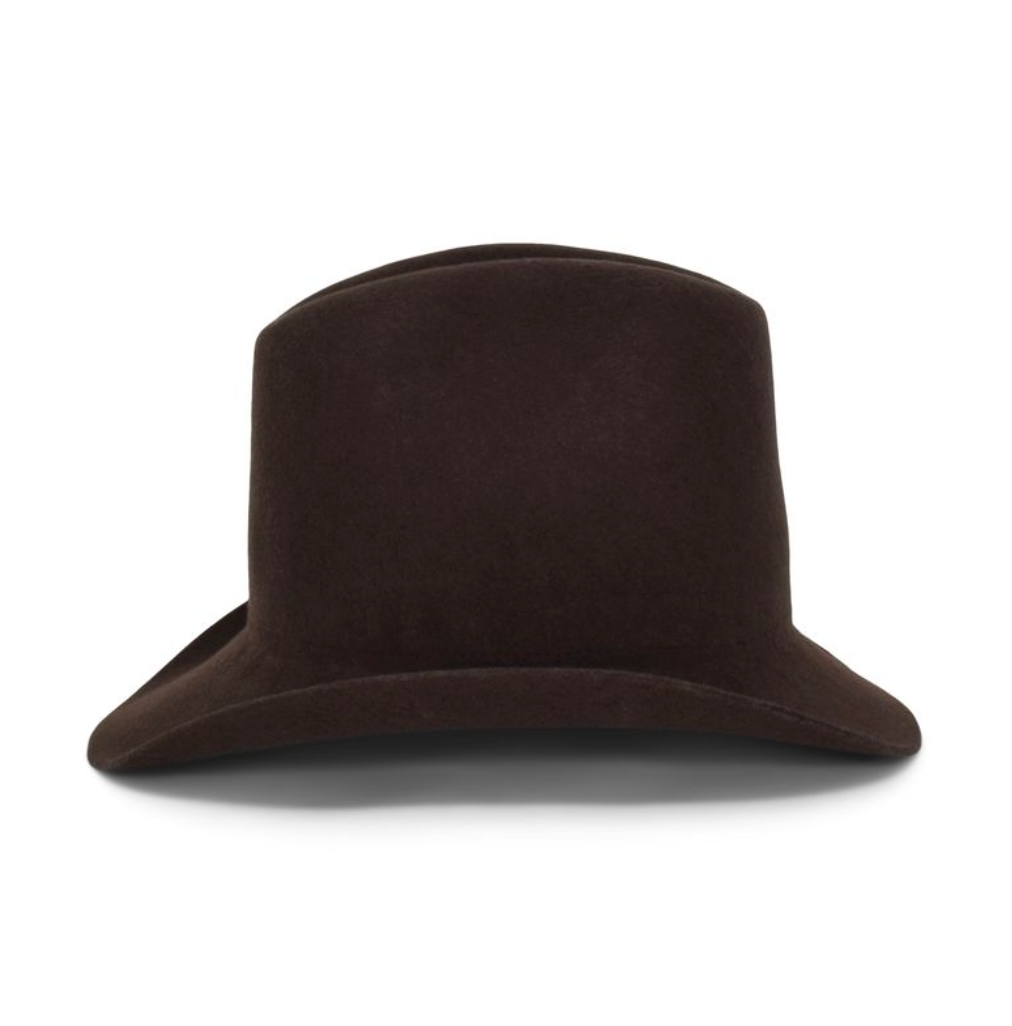 Brown fedora hat on a white background