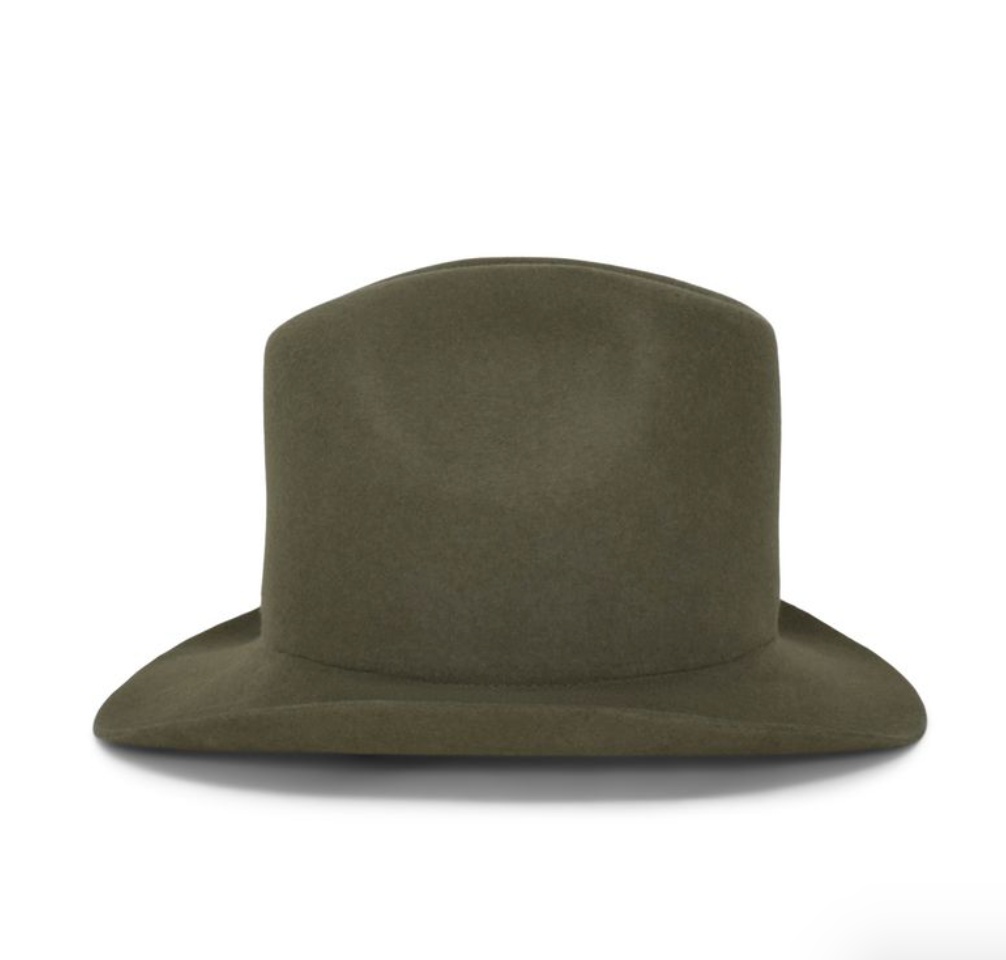 Green fedora hat on a white background