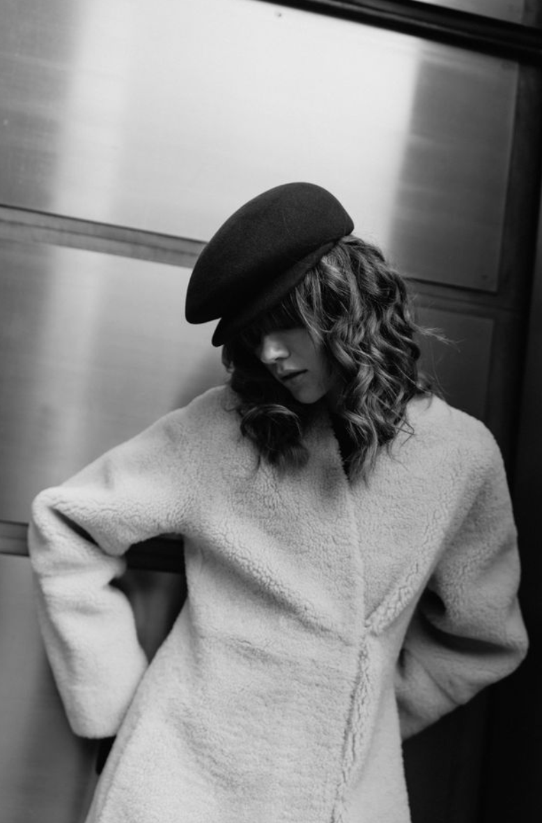 Black beret on model