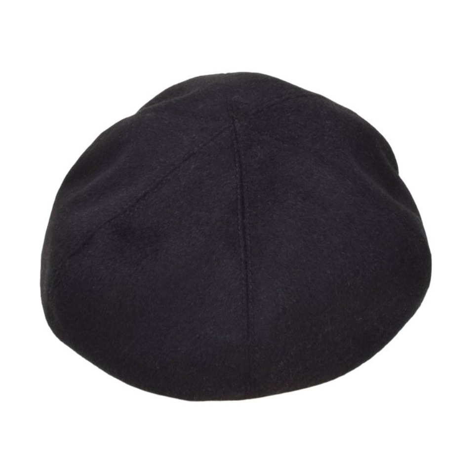 Black flat cap on a white background