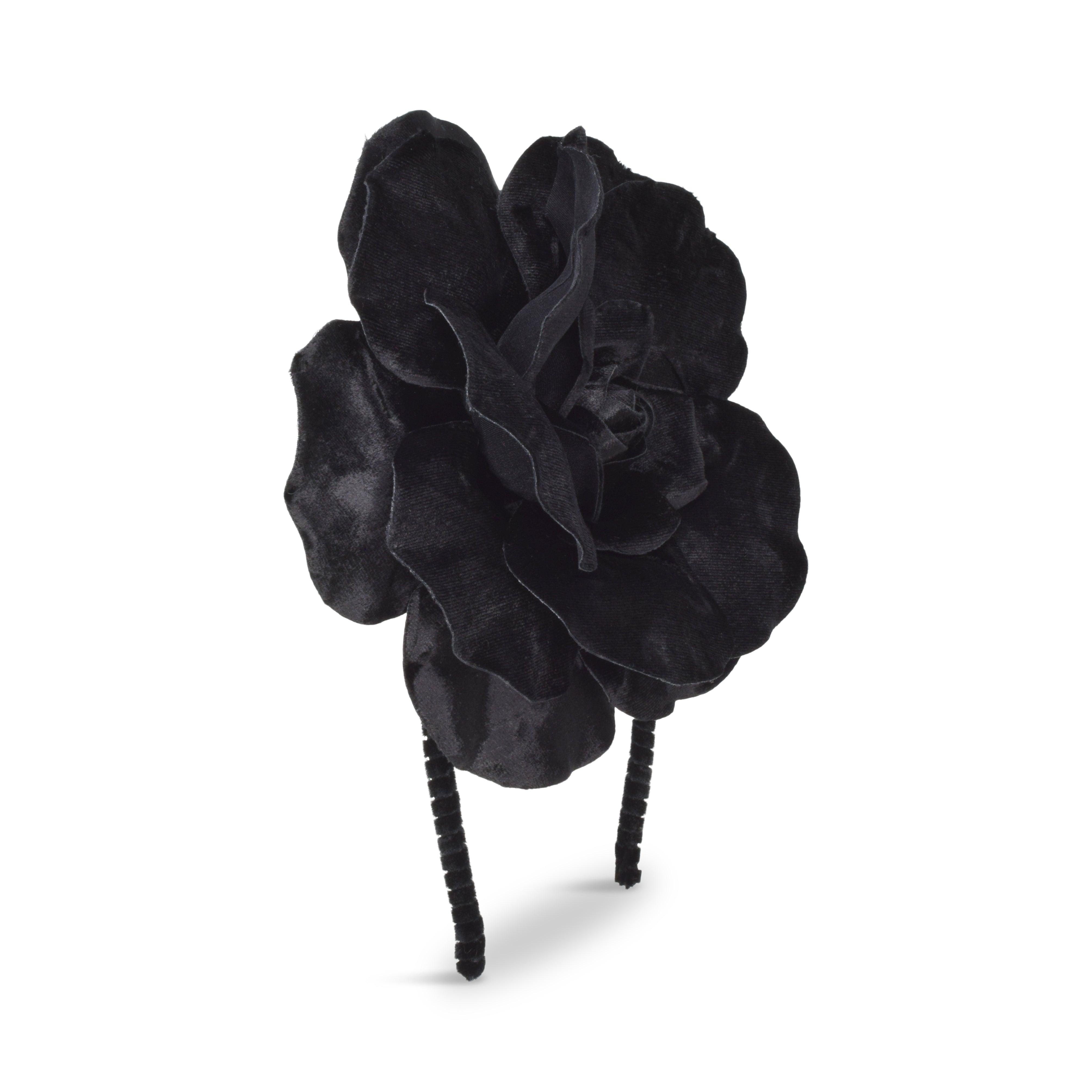 Dramatic Floral Black Velvet Rose Headband | The Rose Gigi Burris