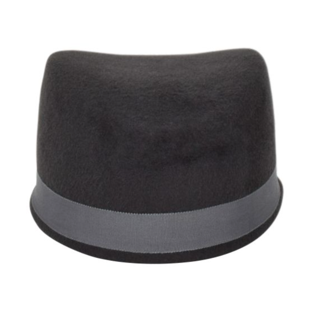 Black and gray hat on a white background