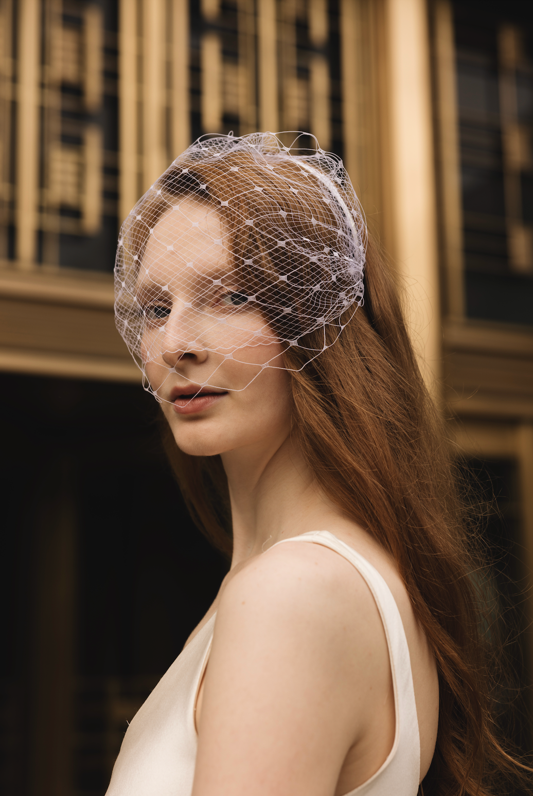 Gigi Burris Millinery | Double Veil | White – GIGI BURRIS display picture 3