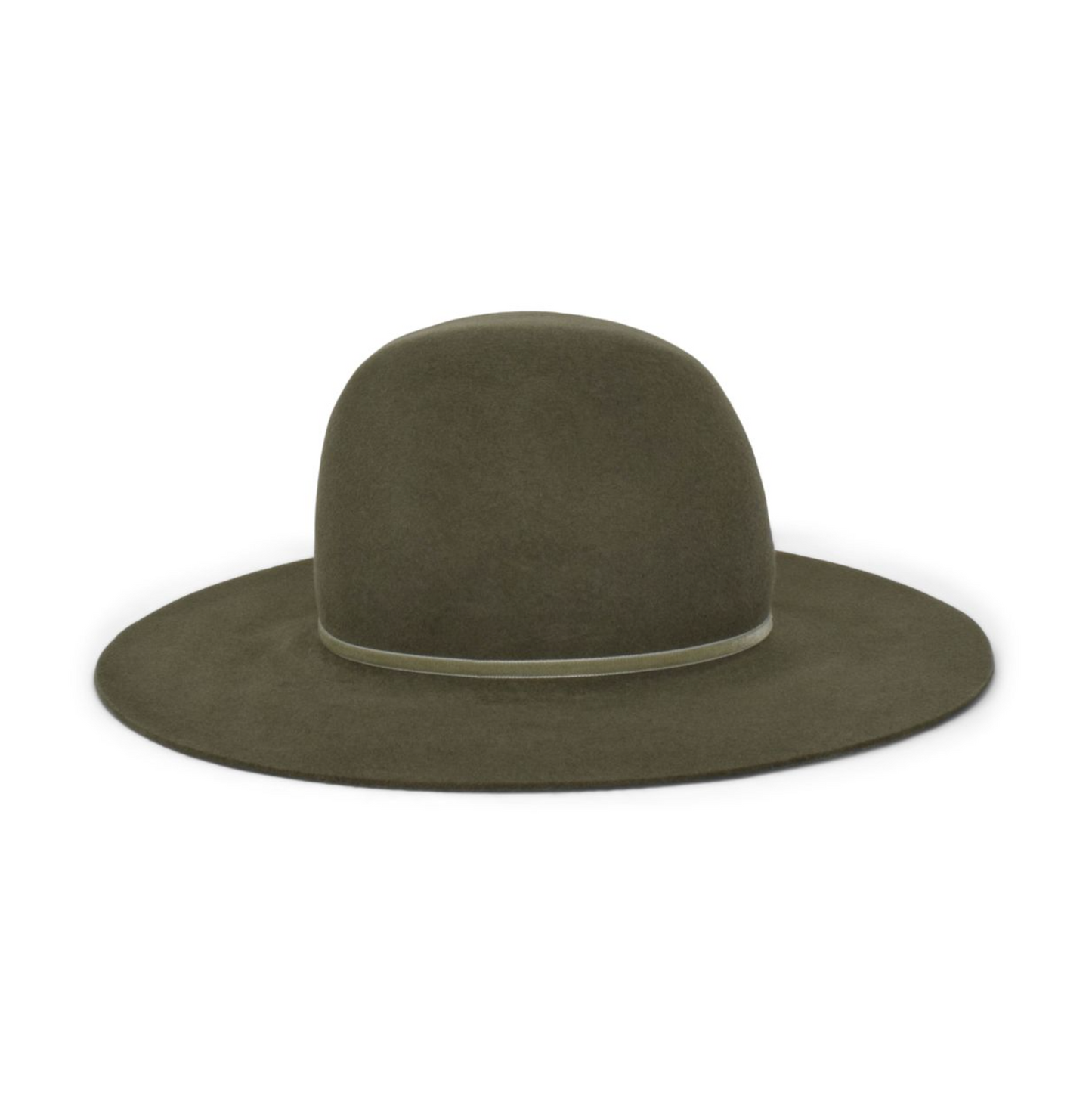 Green felt hat on a white background
