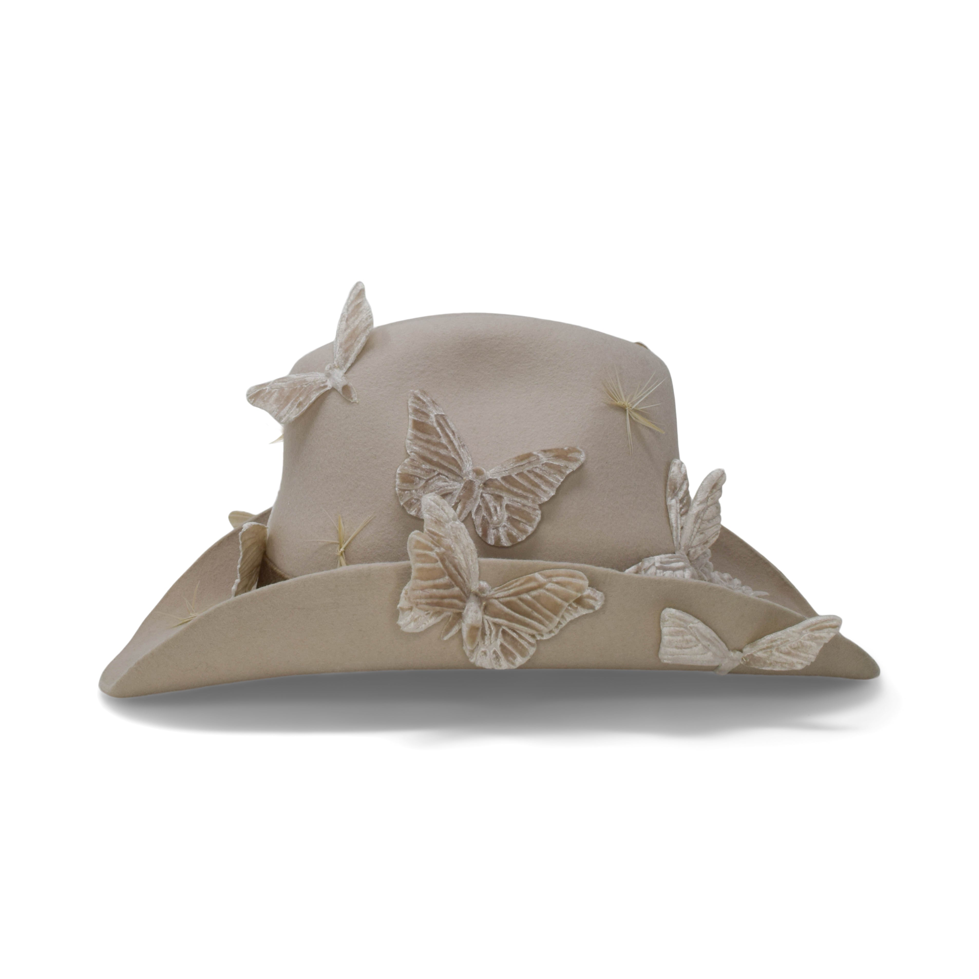 BUTTERFLY GOLD STRAW HAT