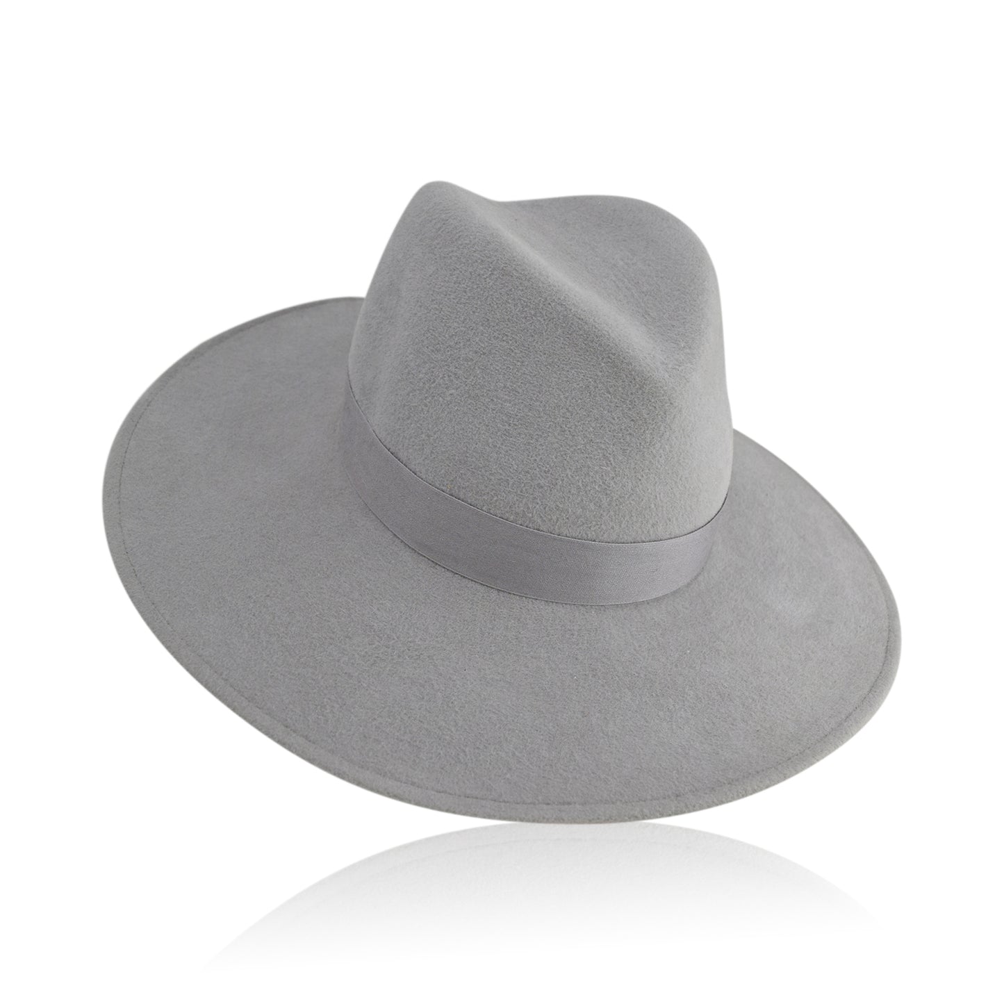 Silver Gigi Burris Felt Hat Flat Brim Jeanne Autumn Winter Spring Weather Sateen Ribbon