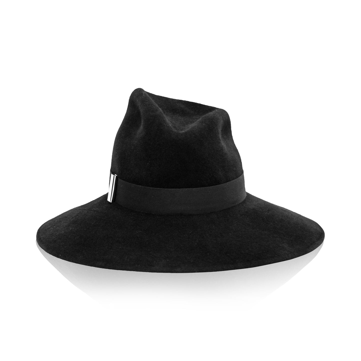 Black Gigi Burris Felt Asymmetrical Drake Autumn Winter Spring Weather Sateen Ribbon Core