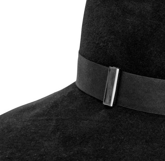 Black Gigi Burris Felt Asymmetrical Drake Autumn Winter Spring Weather Sateen Ribbon Core