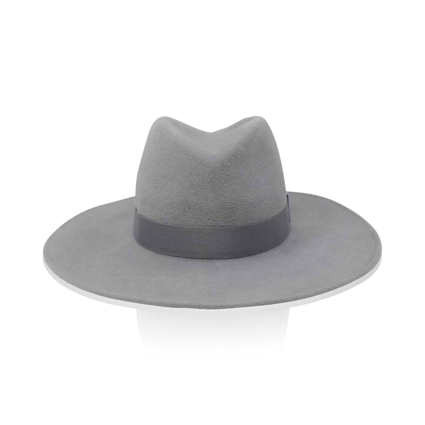 Silver Gigi Burris Felt Hat Flat Brim Jeanne Autumn Winter Spring Weather Sateen Ribbon