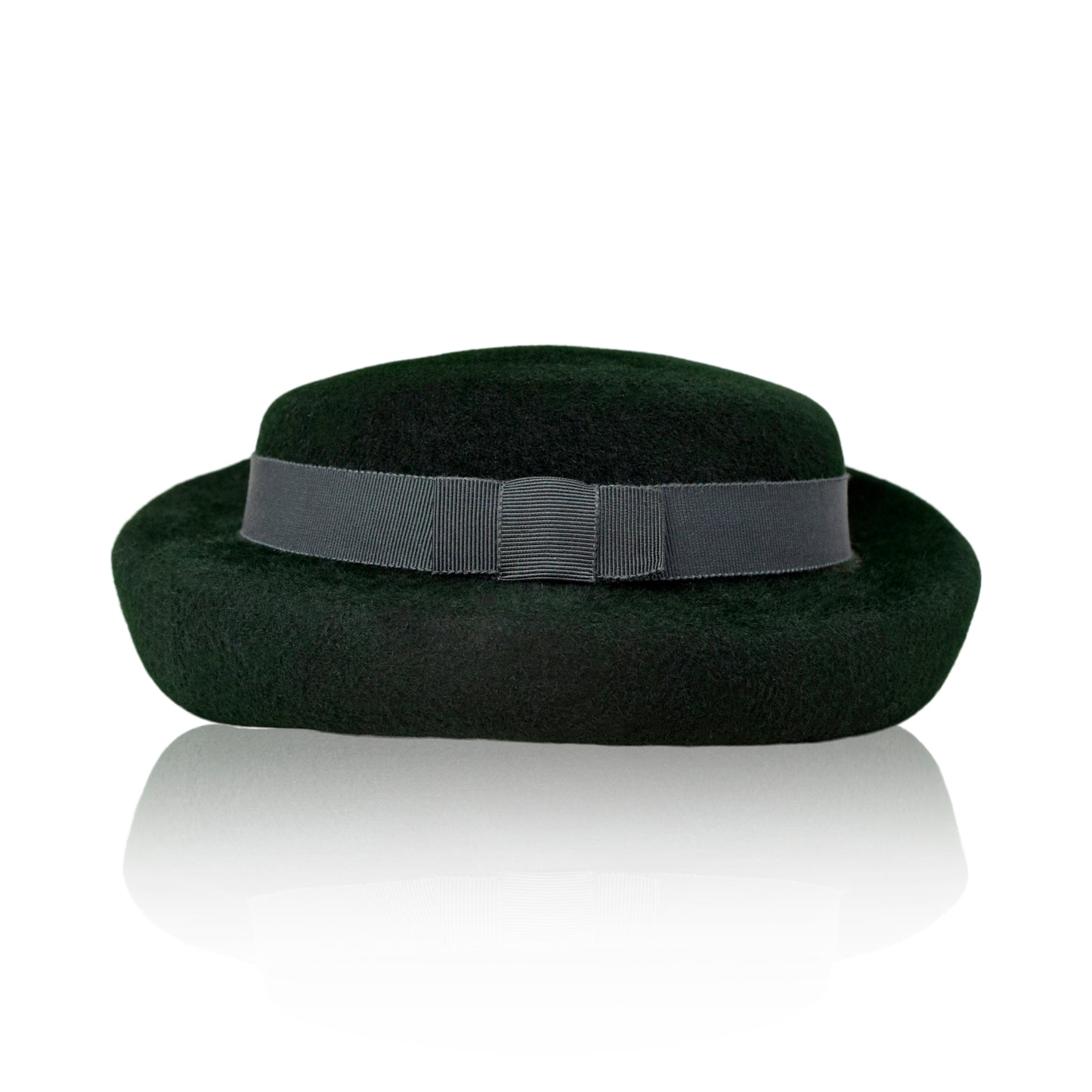 Bottle Green Gigi Burris Felt Wide Cuffed Cap Laura Autumn Winter Spring Weather Sateen Ribbon Core