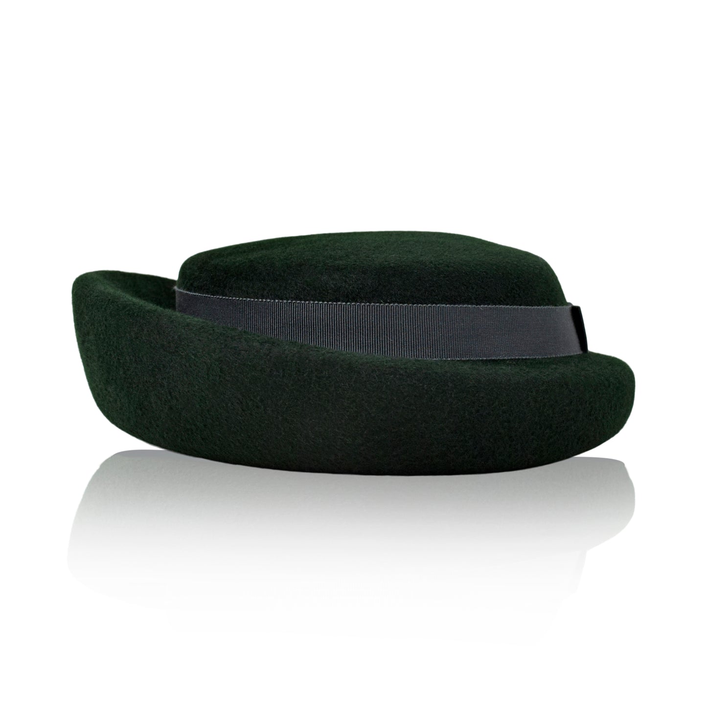 Bottle Green Gigi Burris Felt Wide Cuffed Cap Laura Autumn Winter Spring Weather Sateen Ribbon Core
