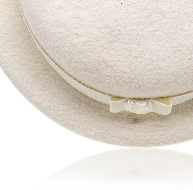 Gigi Burris Laura Milk Ivory Velour Felt Hand Blocked Wide Cuffed Cap