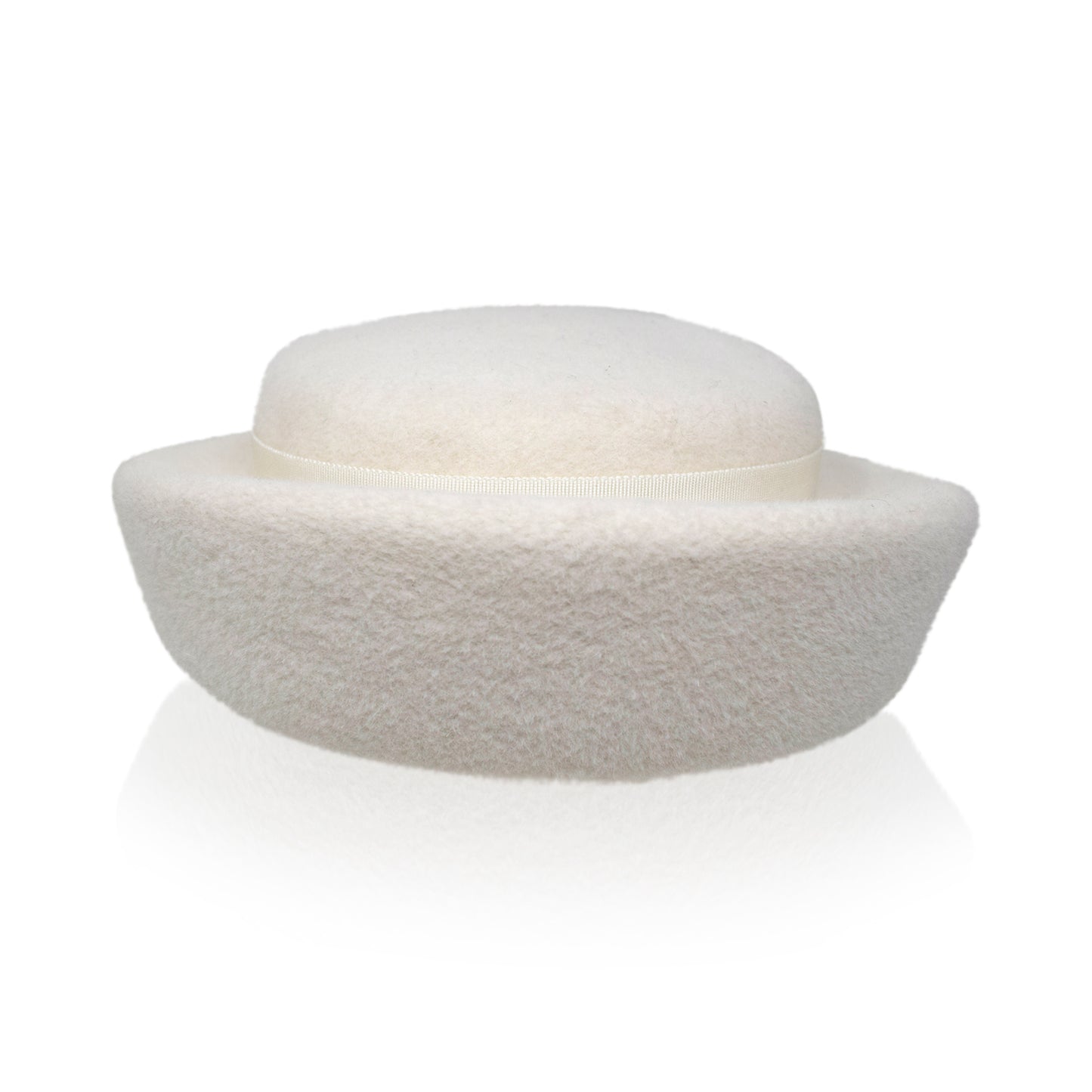 Gigi Burris Laura Milk Ivory Velour Felt Hand Blocked Wide Cuffed Cap