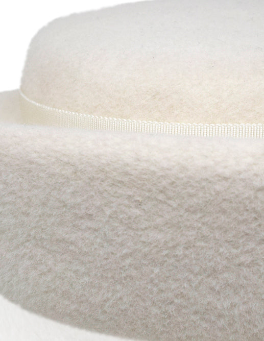 Gigi Burris Laura Milk Ivory Velour Felt Hand Blocked Wide Cuffed Cap
