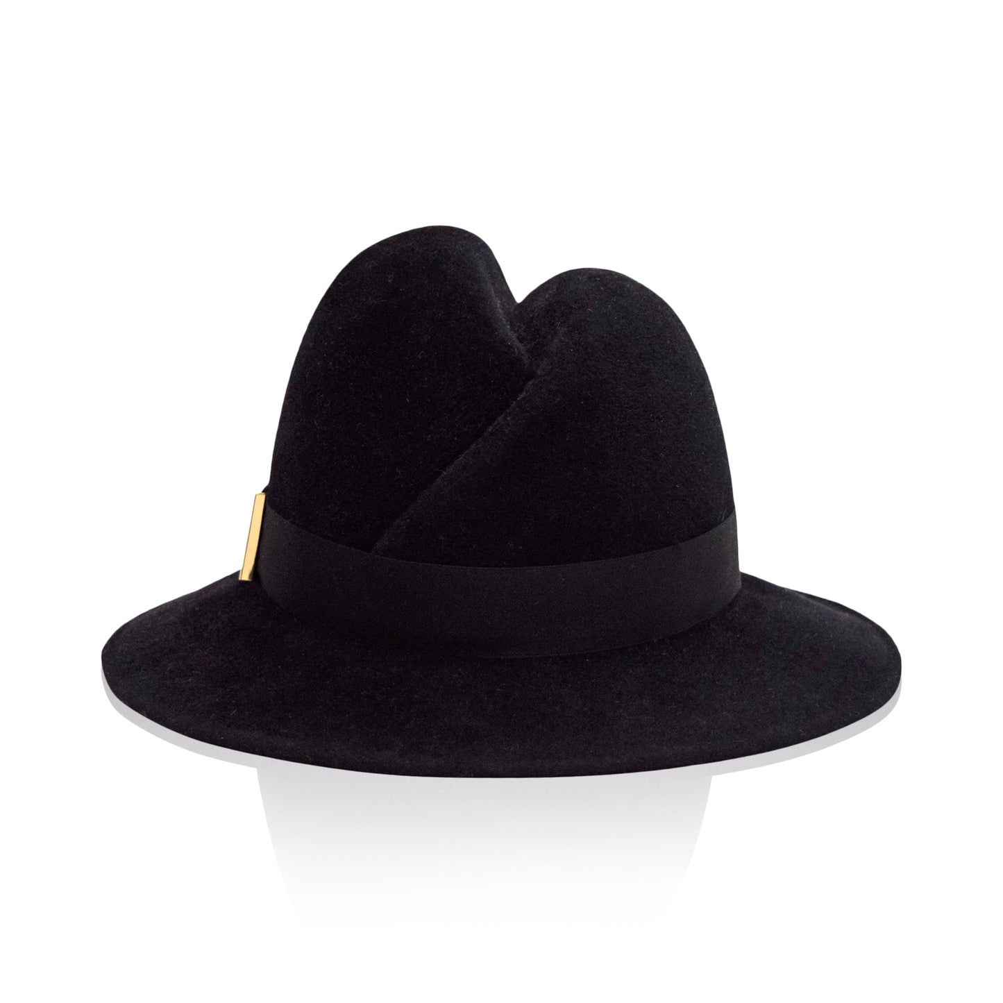 Black Gigi Burris Felt Scar Fedora Nell Autumn Winter Spring Weather Sateen Ribbon Core