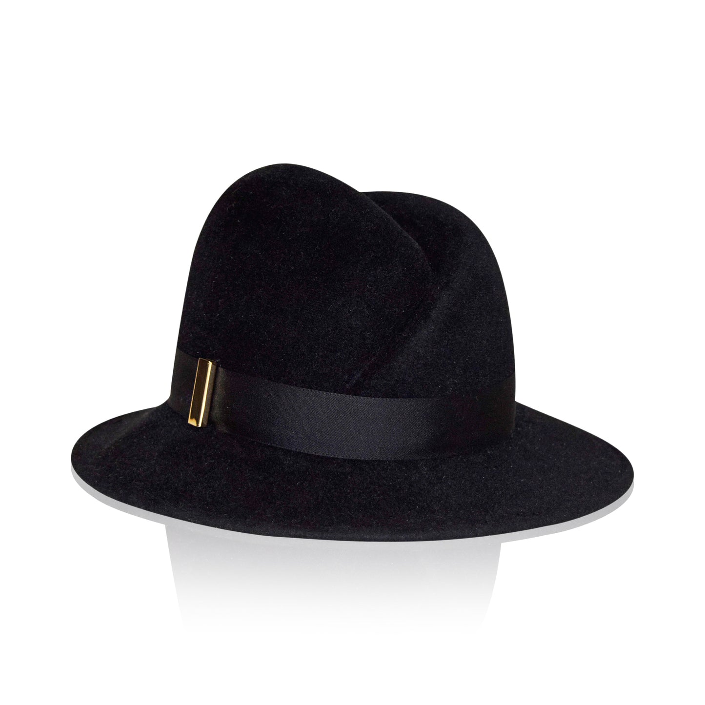 Black Gigi Burris Felt Scar Fedora Nell Autumn Winter Spring Weather Sateen Ribbon Core 