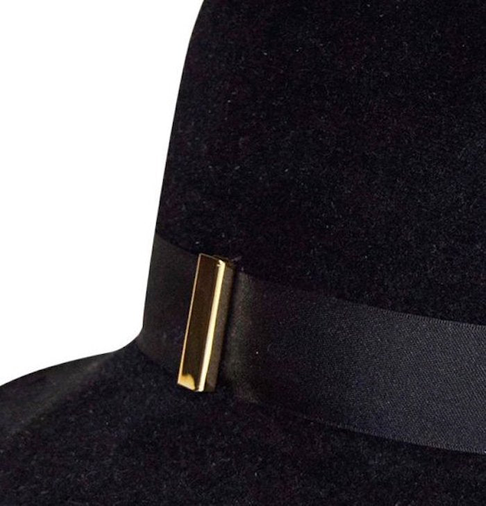 Black Gigi Burris Felt Scar Fedora Nell Autumn Winter Spring Weather Sateen Ribbon Core 