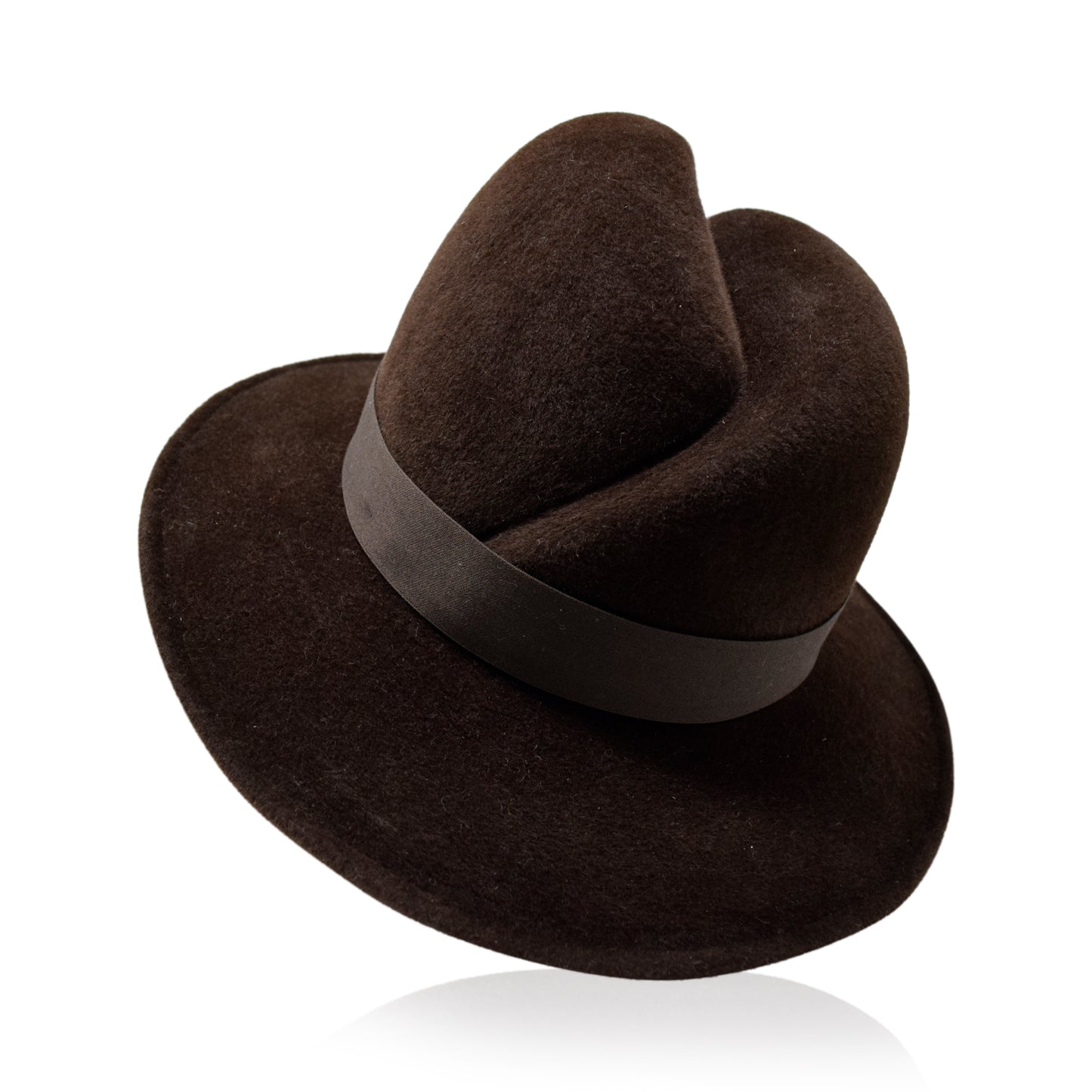 Chocolate Gigi Burris Felt Scar Fedora Nell Autumn Winter Spring Weather Sateen Ribbon Core
