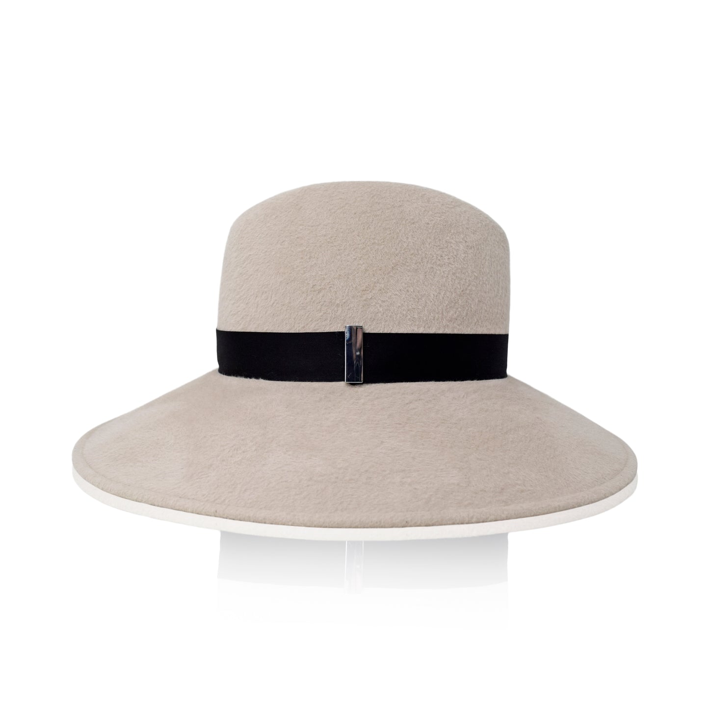 Alabaster Black Gigi Burris Felt Requiem Sloped Brim Pinched Crown Autumn Winter Spring Weather Sateen Ribbon Core