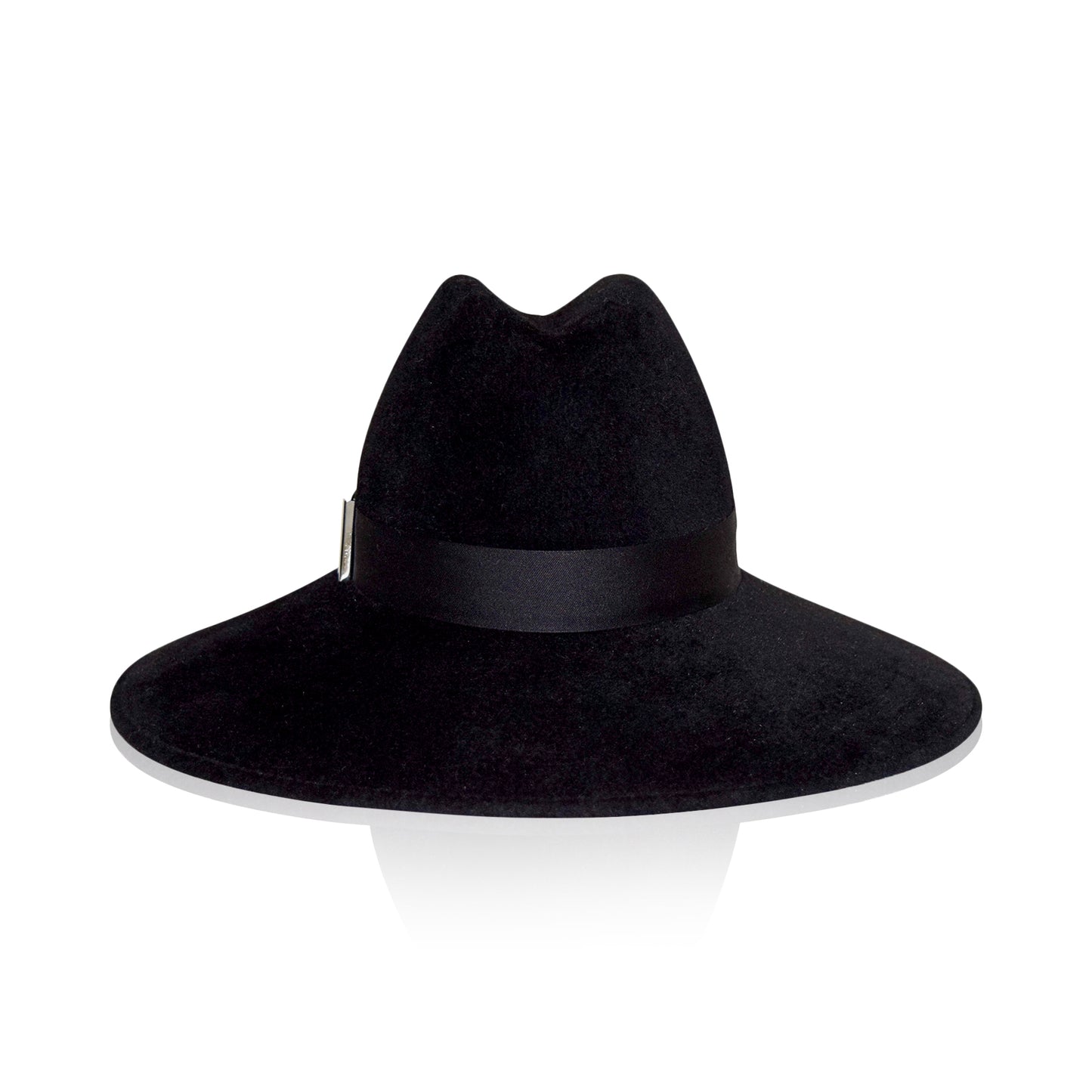 Black Gigi Burris Felt Requiem Sloped Brim Pinched Crown Autumn Winter Spring Weather Sateen Ribbon Core