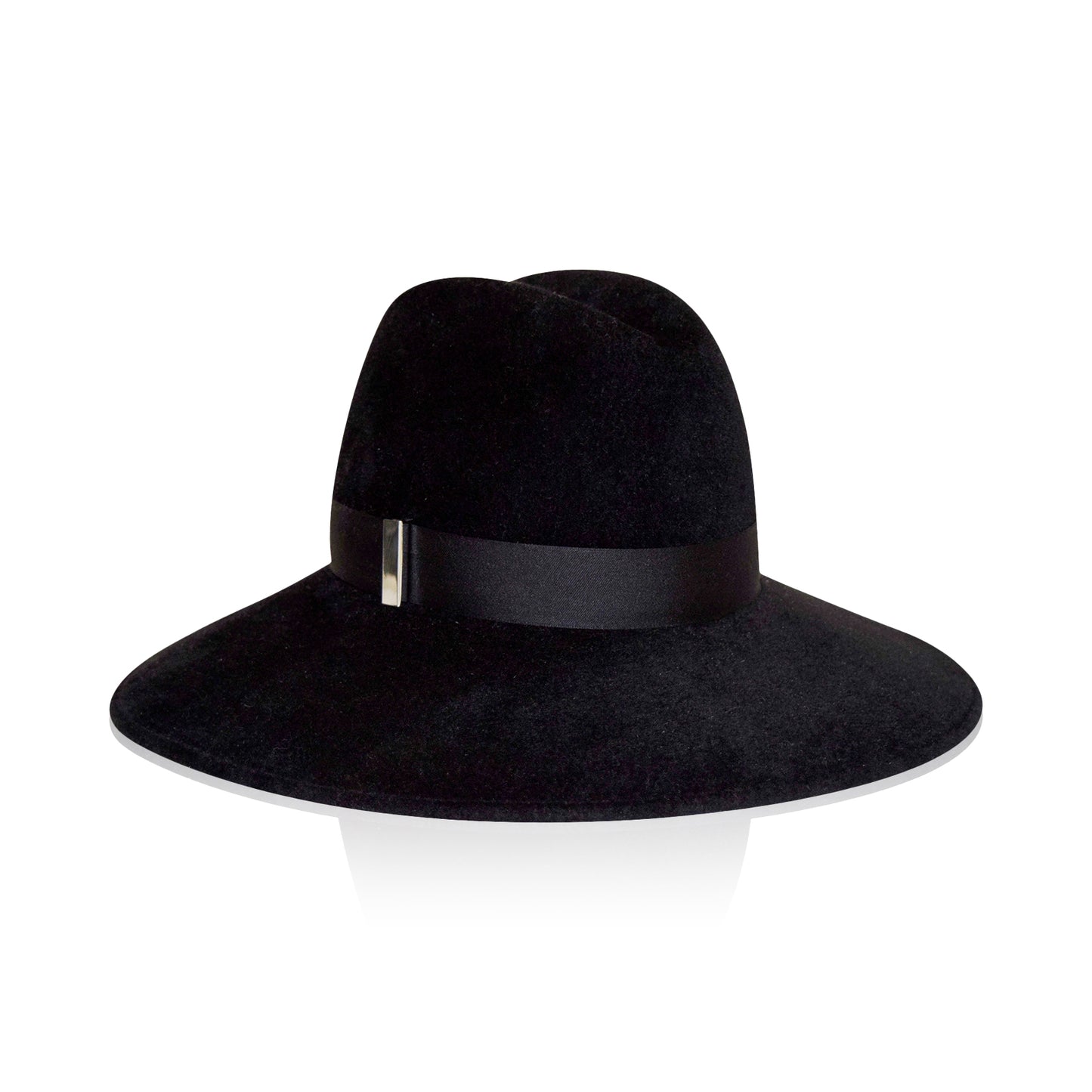 Black Gigi Burris Felt Requiem Sloped Brim Pinched Crown Autumn Winter Spring Weather Sateen Ribbon Core