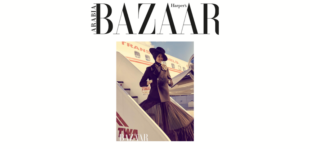 GIGI BURRIS MILLINERY CHARLOTTE VEIL AND NET-A-PORTER EXCLUSIVE BOATER FEATURED ON HARPER'S BAZAAR ARABIA'S 2023 JANUARY ISSUE