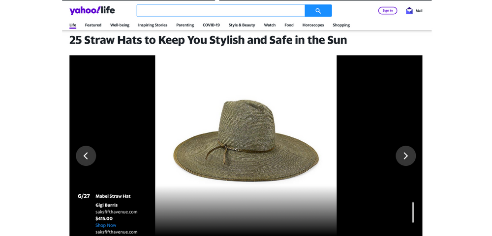 SEEN IN YAHOO! LIFE: THE MABEL RANKED AS TOP 25 STRAW HATS