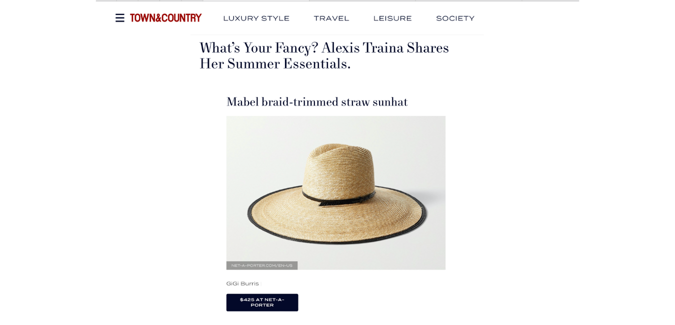 SEEN IN TOWN & COUNTRY MAGAZINE: THE MABEL IS A SUMMER ESSENTIAL