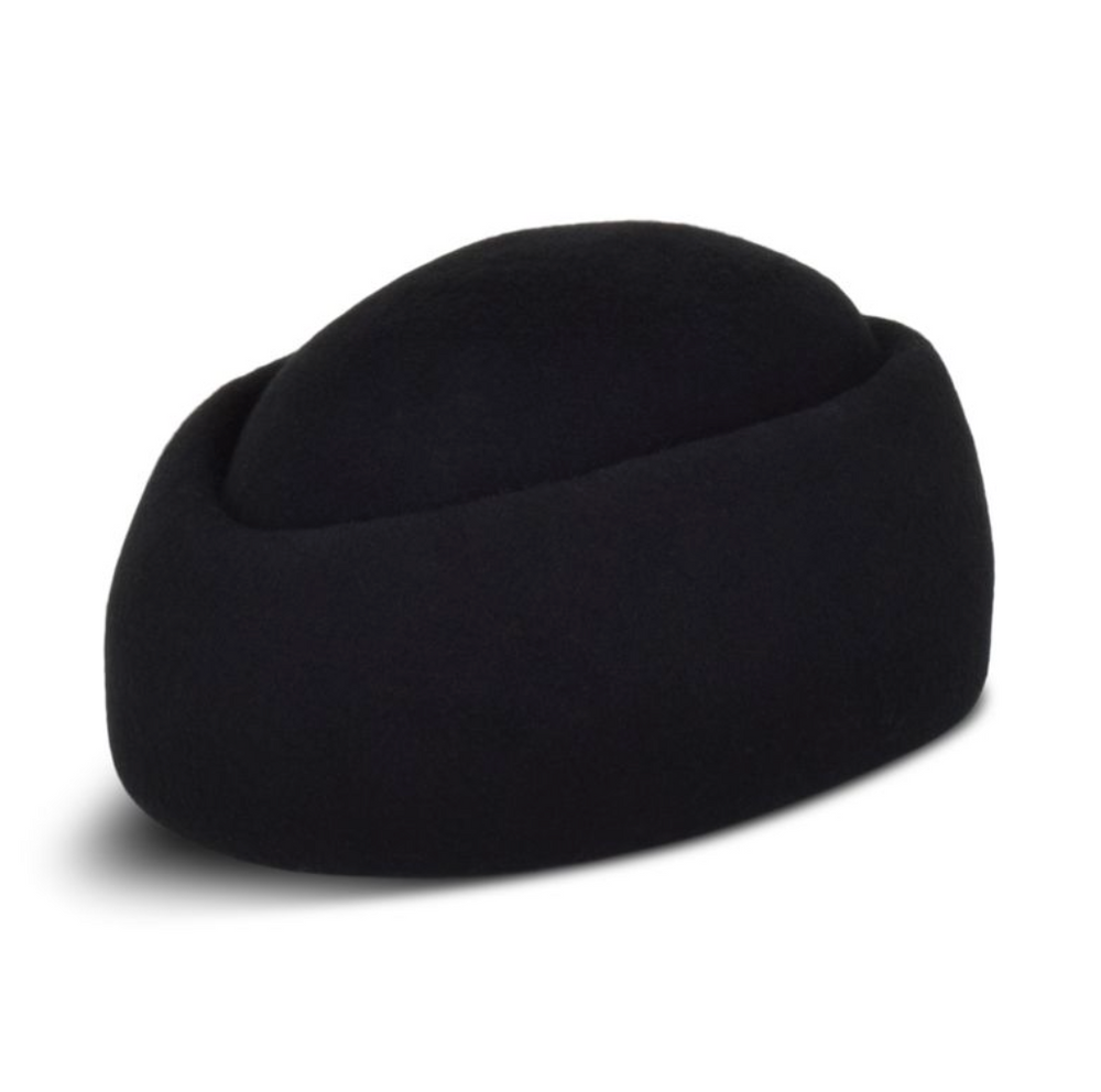 Black beanie hat on a white background