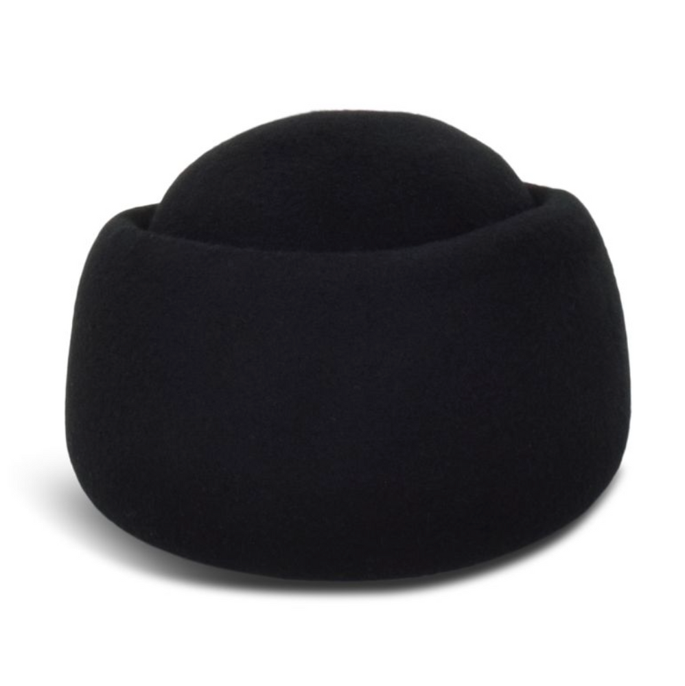 Black beanie hat on a white background
