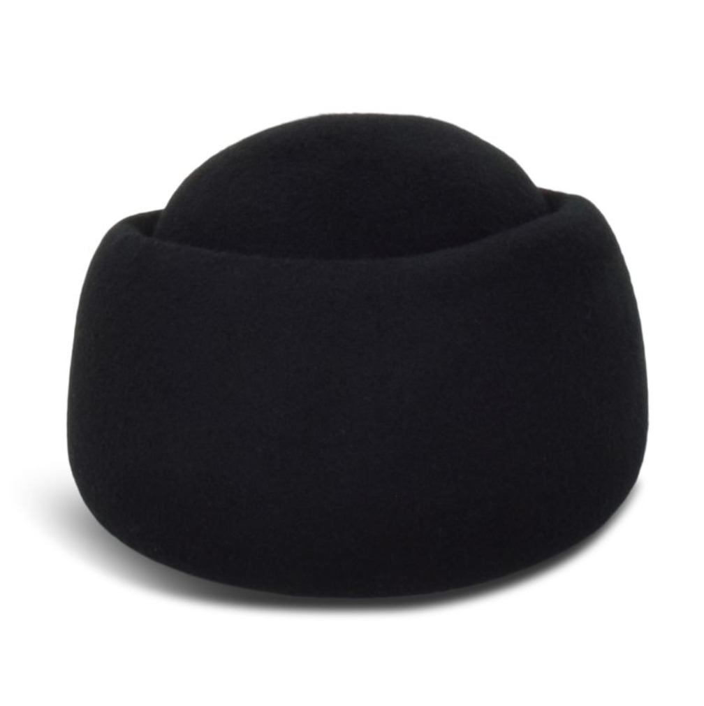 Black beanie hat on a white background