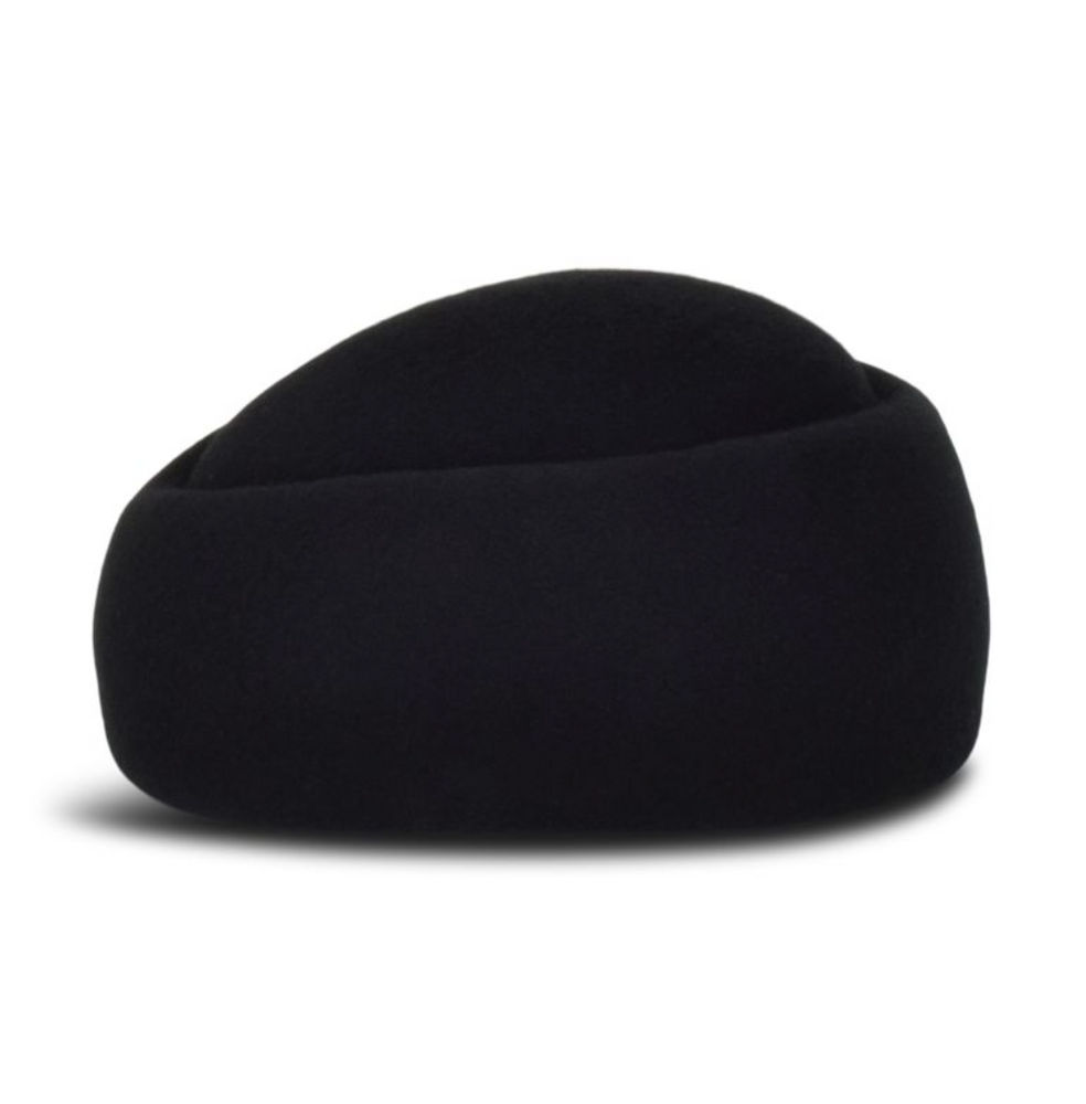 Black beanie hat on a white background