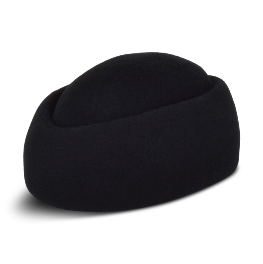 Black bean-shaped pillow hat on a white background
