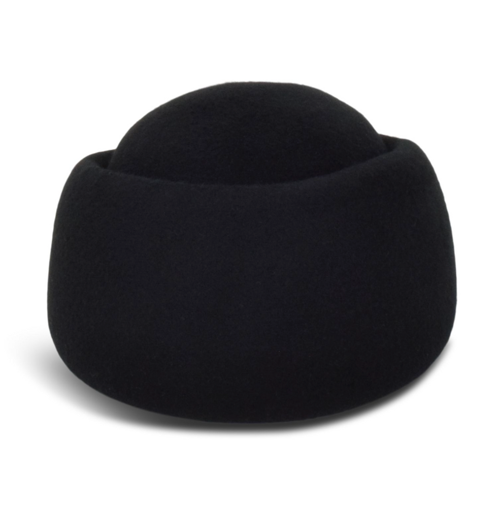 Black bean-shaped pillow hat on a white background