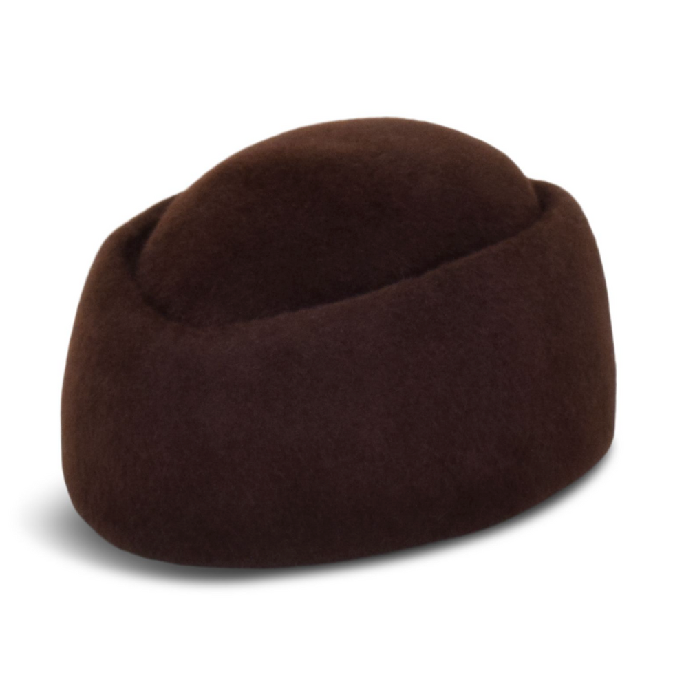 Brown beanie hat on a white background