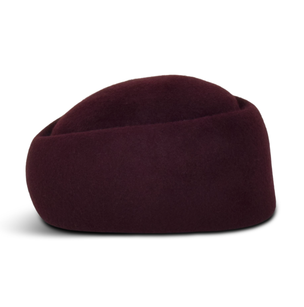 Maroon bean hat on a white background