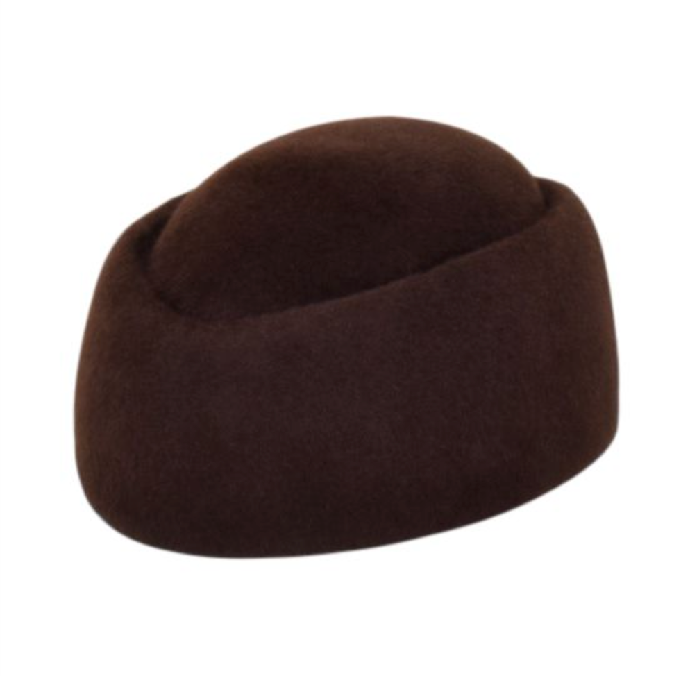 Brown felt hat on a white background