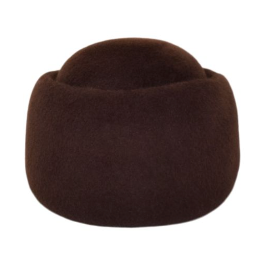 Brown bean-shaped container on a white background
