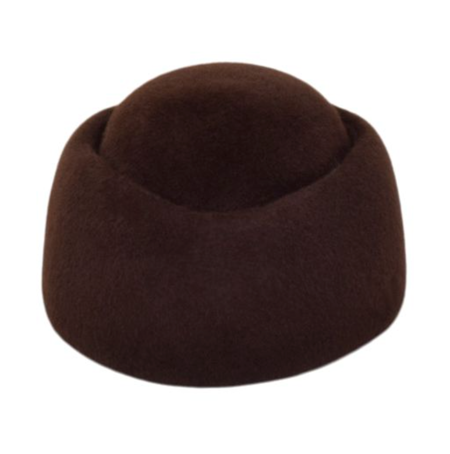 Brown felt hat on a white background