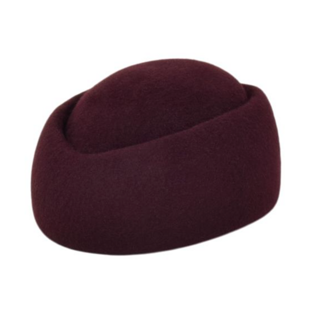 Maroon felt hat on a white background