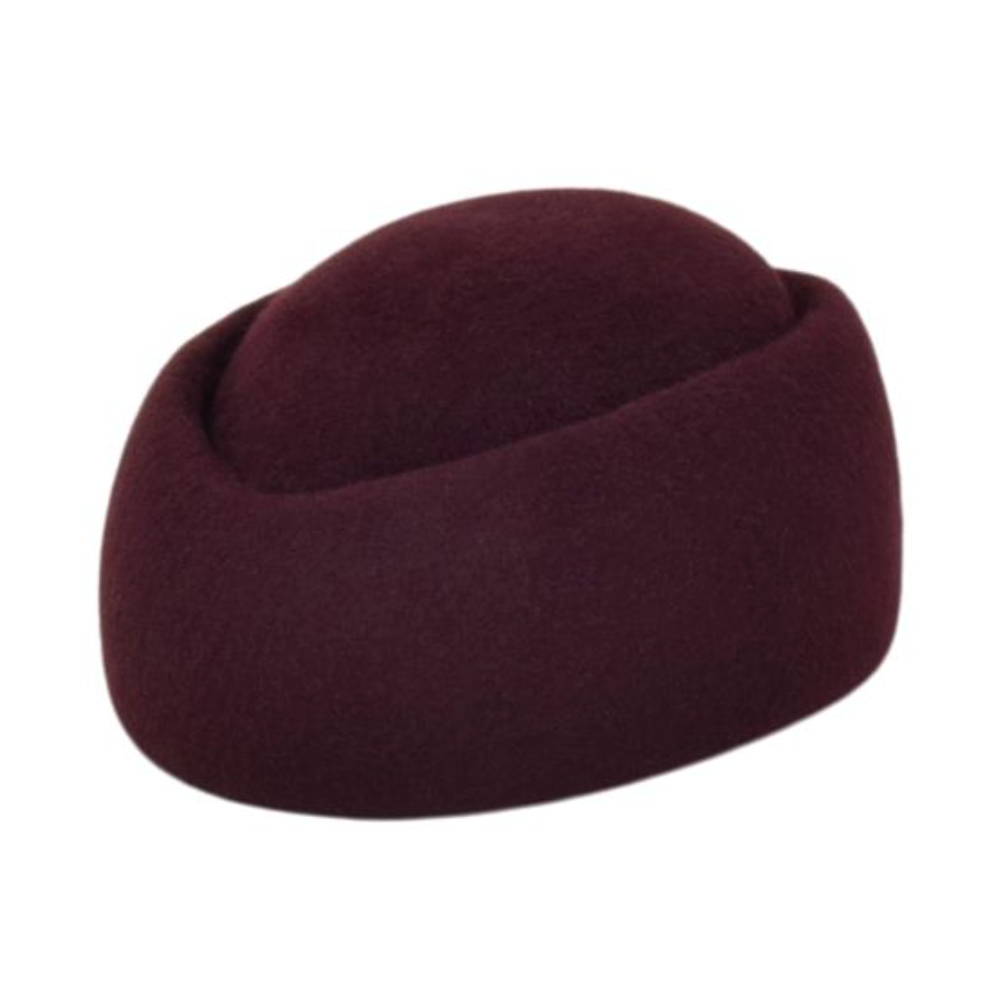 Maroon felt hat on a white background