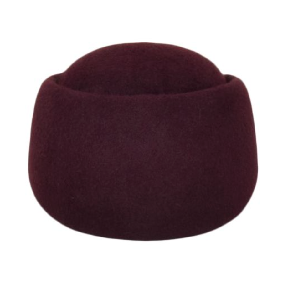 Dark purple felt hat on a white background