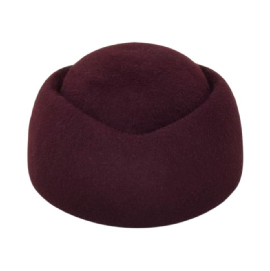 Maroon felt hat on a white background